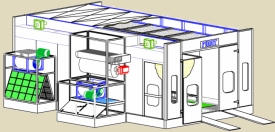 water bases spray booths, water bases paint booths, su bazl boya kabini, auto spray paint booths